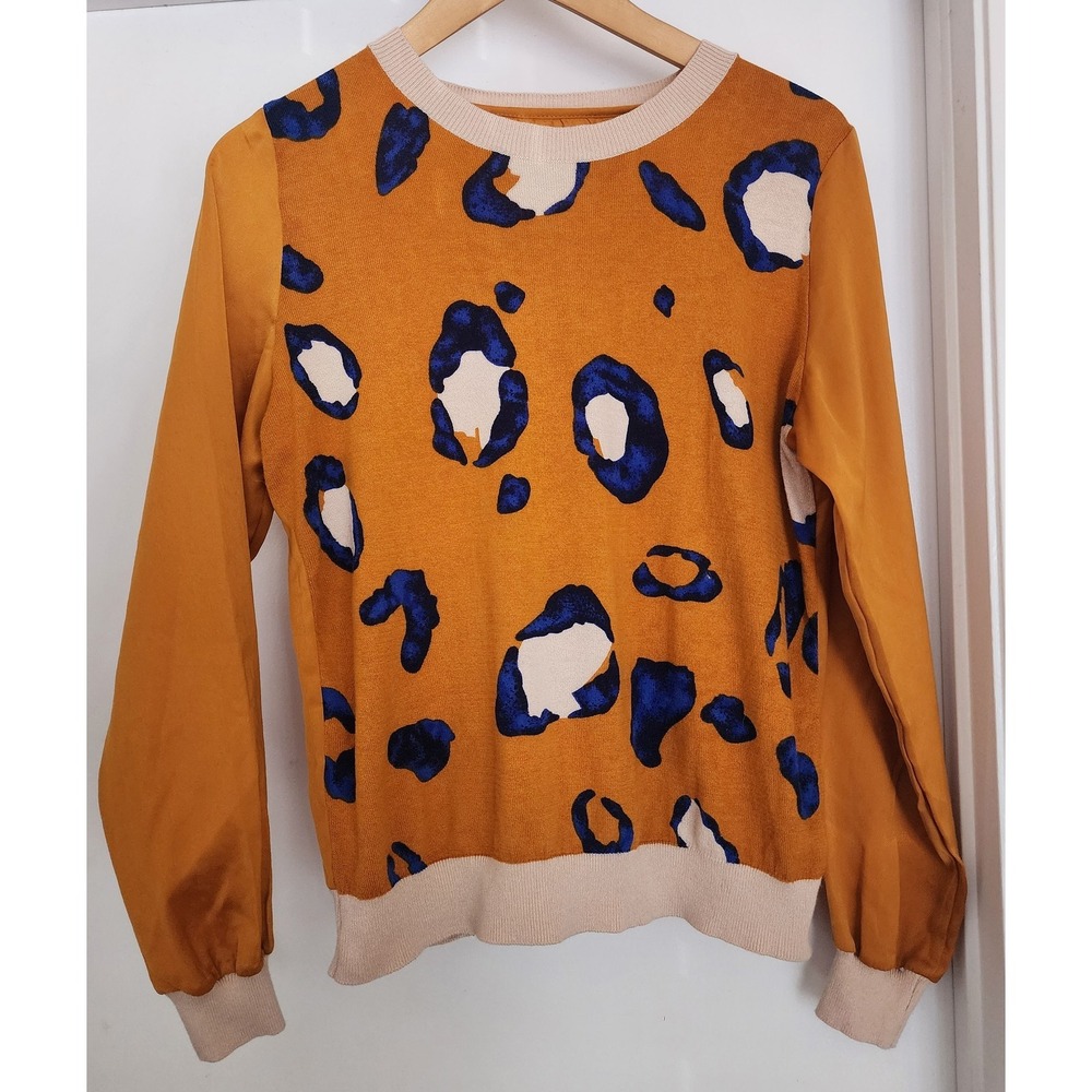 3.1 Phillip Lim for Target Womens Sweater S Yellow Animal Print Cotton Blend